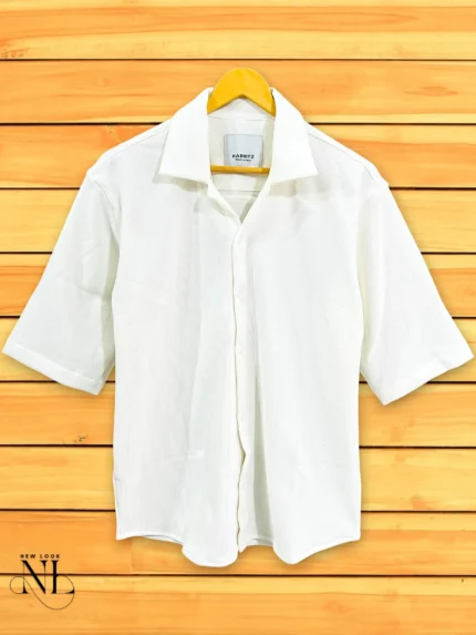 Oversize White Plain Shirt for Men | Crisp & Breathable