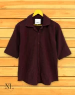Oversize Maroon Plain Shirt for Men | Rich & Comfortable
