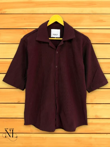 Oversize Maroon Plain Shirt for Men | Rich & Comfortable