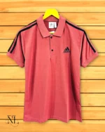 Peach Plain Polo Half T-Shirt for Men | Soft & Stylish