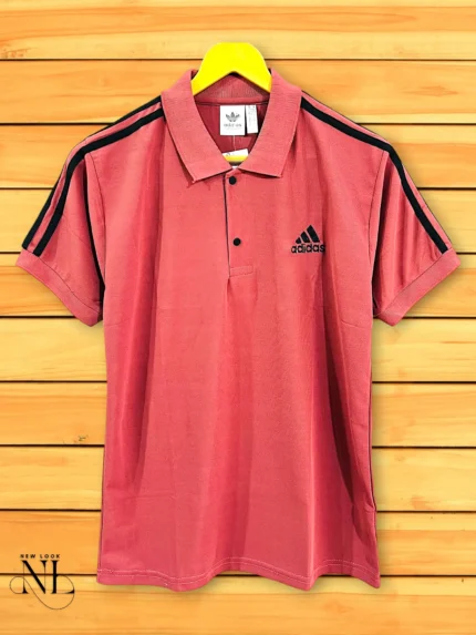 Peach Plain Polo Half T-Shirt for Men | Soft & Stylish