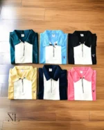 Stylish Teal Blue Zip Polo Half T-Shirt Premium Quality