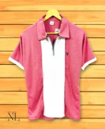 Stylish Dark Pink Plain Zip Polo T-Shirt Premium Quality