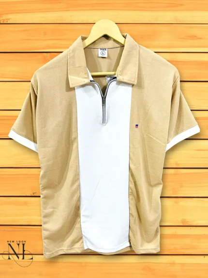 Stylish Lite Yellow Polo Zip Half T-Shirt Premium Comfort