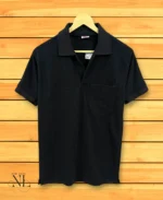 Stylish Plain Black Polo Half T-Shirt Premium