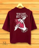 Trendy Maroon Printed Oversize T-Shirt Stylish Streetwear