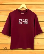 Trendy Maroon Printed Oversize T-Shirt Stylish Streetwear