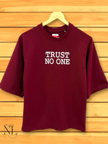 Trendy Maroon Printed Oversize T-Shirt Stylish Streetwear