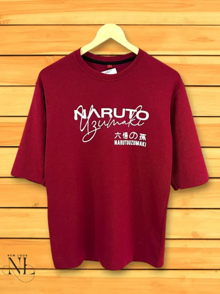 Printed Classic Maroon Oversize T-Shirt Trendy Streetwear