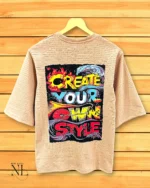 Trendy Best Cream Printed Oversize T-Shirt Trendy Streetwear