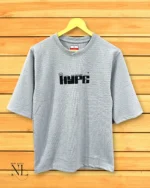 Trendy Best Steel Grey Printed Oversize T-Shirt Premium