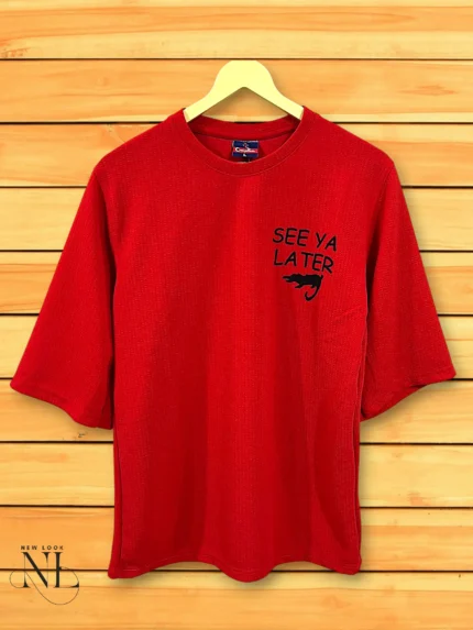 Imported Red Printed T-Shirt Bold Streetwear Style Premium