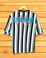 Trendy Matte Black Stripe Oversize T-Shirt Premium Streetwear