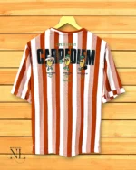 Trendy Dark Orange Stripe Oversize T-Shirt Bold Streetwear Style