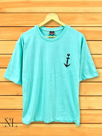 Premium Best Aqua Blue Printed Oversize T-Shirt Streetwear