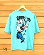 Premium Best Aqua Blue Printed Oversize T-Shirt Streetwear