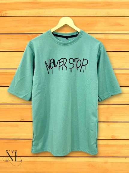 Imported Pista Green Printed Oversize T-Shirt Best Quality