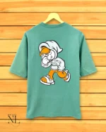 Imported Pista Green Printed Oversize T-Shirt Best Quality