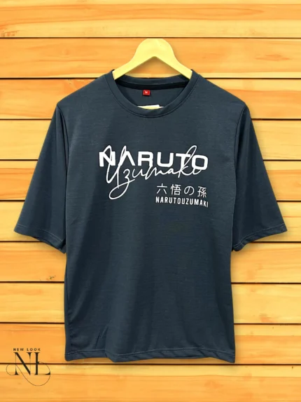 Stylish Classic Printed Oversize Dark Grey T-Shirt for Men – Premium