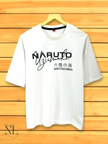 Trendy White Printed Oversize T-Shirt for Men Premium