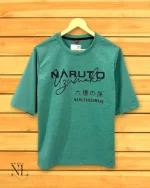 Premium Pista Green Printed Oversize T-Shirt Trendy Streetwear