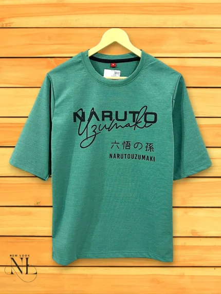 Premium Pista Green Printed Oversize T-Shirt Trendy Streetwear