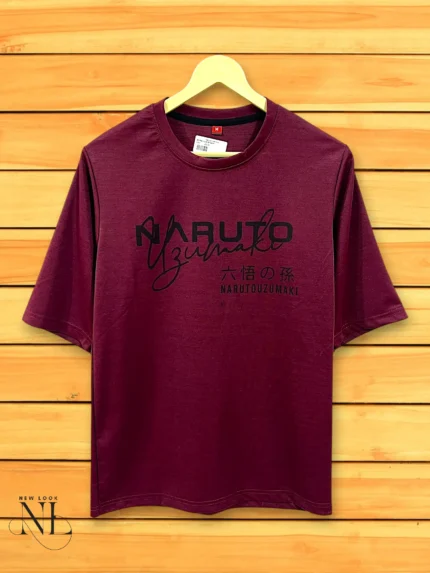 Trendy Wine Printed Oversize T-Shirt for Men Trendy Streetwear