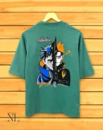 Premium Pista Green Printed Oversize T-Shirt Trendy Streetwear