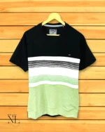 Trendy Black & Green Stripe Half T-Shirt for Men