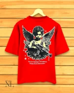 Luxury Red Printed Oversized T-Shirt for Men