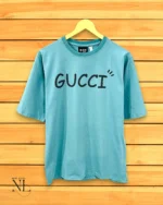 Luxury Sky Blue Printed Oversized T-Shirt Premium Cotton