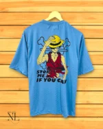 Best Sky Blue Solid Back Print T-Shirt Oversized Premium Fit