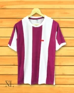 Classic Dark Pink Stripe Half T-Shirt Premium Trendy Style