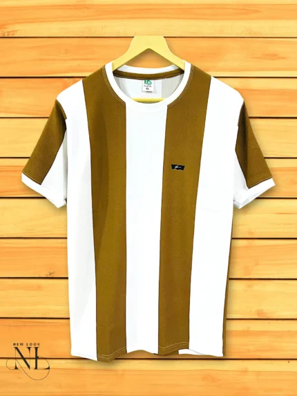 Yellow Stripe Half T-Shirt for Men Premium Trendy Style