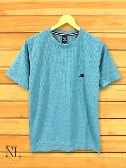 Trendy Aqua Blue Half Sleeve T-Shirt For Men Premium
