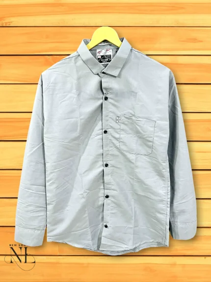 Casual Wear Lite Grey Plain Full Shirt for Men Premium