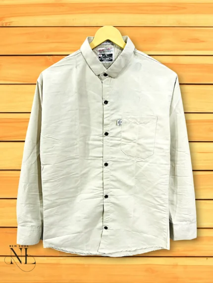 Regular Fit Cream Plain Shirt for Men Premium Cotton