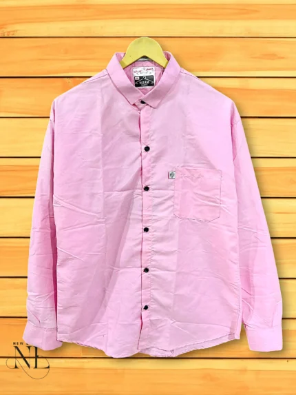 Casual Baby Pink Shirt for Men Soft Plain Formal Wear