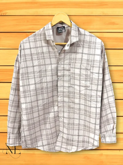 Cream Checks Shirt for Men Premium Office & Casual Wear
