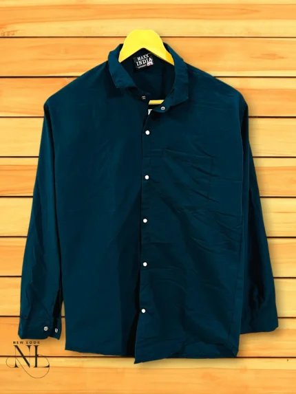 Trendy Casual Teal Blue Plain Shirt for Men Office & Party Wear
