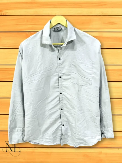 Trendy Casual Lite Grey Plain Full Shirt for Men