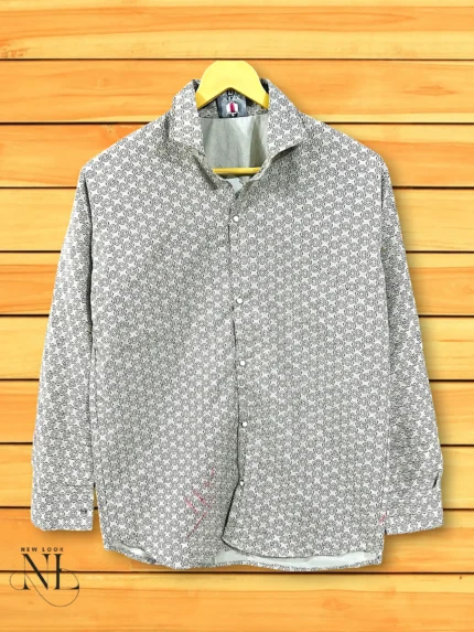 Classic Steel Grey Printed Shirt Premium Office & Party Wear