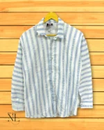 Premium Cotton Ice Blue Stripe Shirt for Men Office & Casual