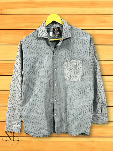 Office & Party Wear Grey Printed Shirt for Men Premium