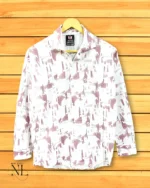 Premium White & Brown Printed Shirt Office & Casual