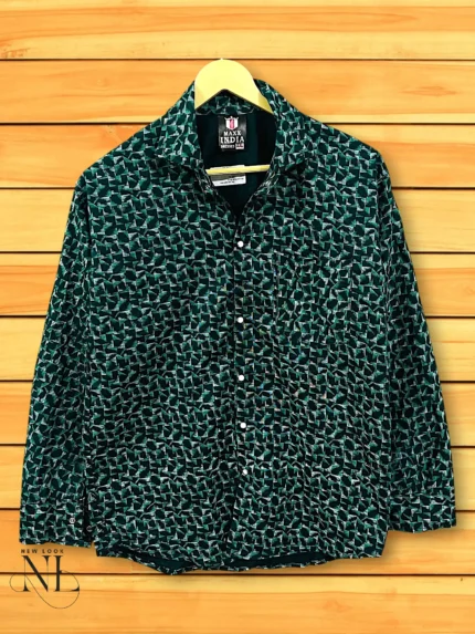 Casual Dark Green Printed Shirt Premium Cotton & Party Wear