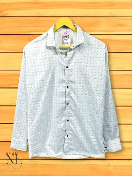 Best Classic Ice Blue Printed Shirt for Men Stylish Party Wear