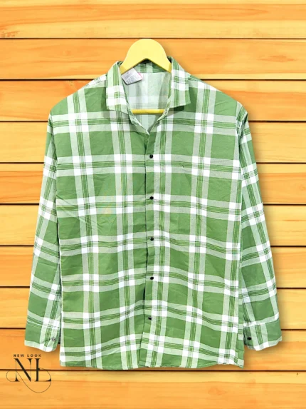 Stylish Olive Green Checks Shirt Premium Office & Casual