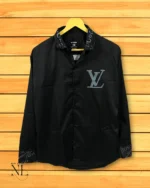 Party Wear Black Plain Shirt for Men Premium