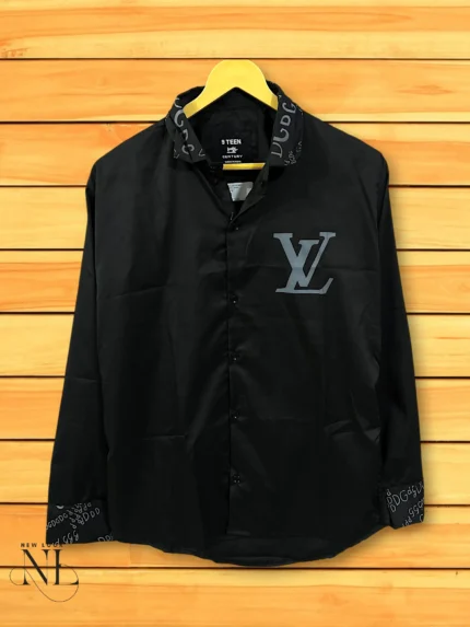 Party Wear Black Plain Shirt for Men Premium